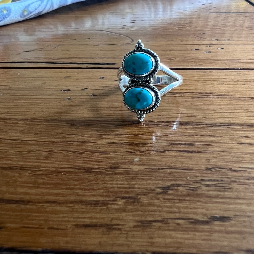 Silver Turquoise Oval Ring